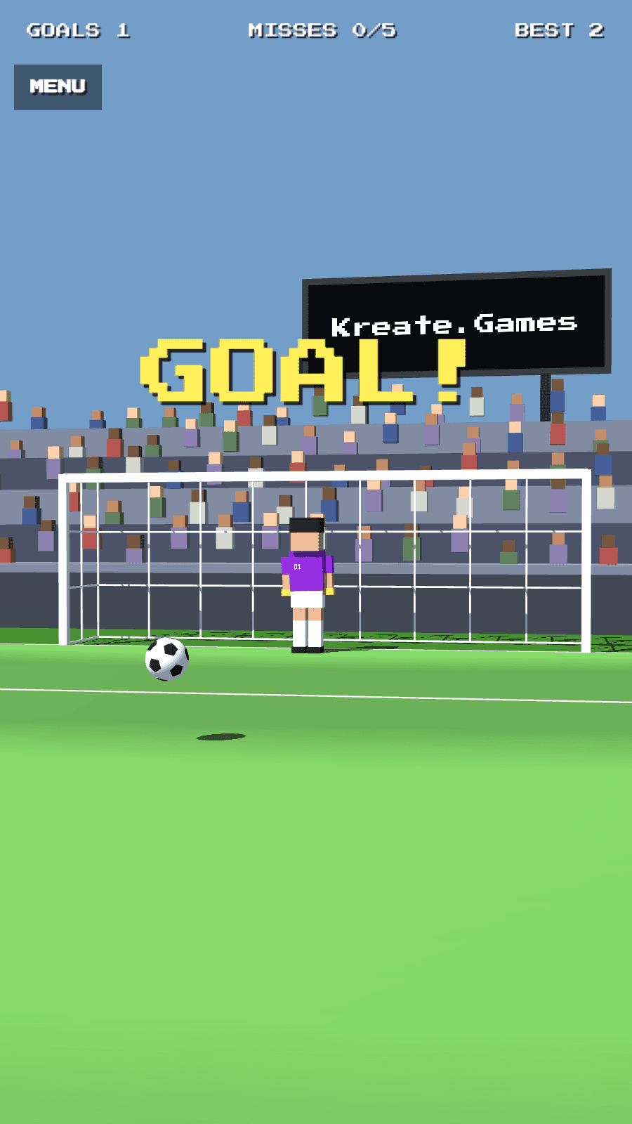 A goal, with the banner and the crowd celebrating